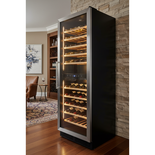 EuroCave Performance 180 180 Bottle Tall Dual Zone Wine Cabinet - 3/4 Angle View