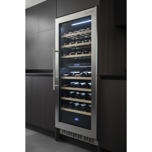 Swisscave WL30B 30 Bottle Built-In Single Zone Wine Fridge - 3/4 Angle View