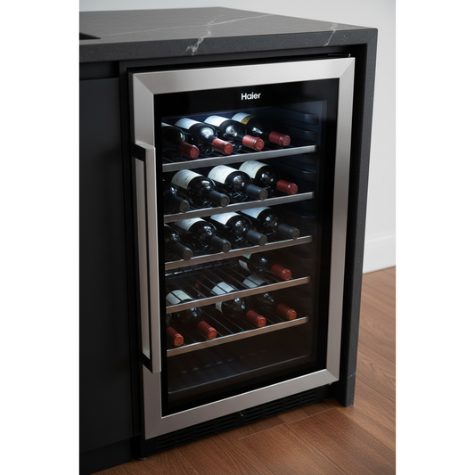 Haier WS25GA 25 Bottle Under-Counter Single Zone Wine Fridge - 3/4 Angle View