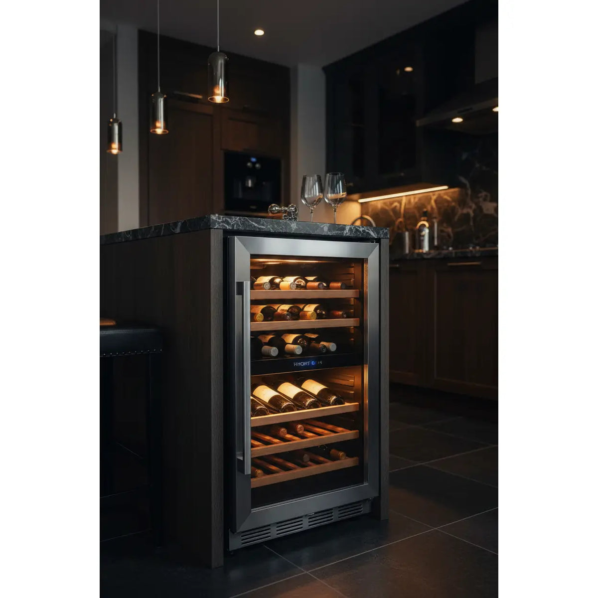 Hoover HWCB 80UK — 80 Bottle Freestanding Dual Zone Wine Fridge