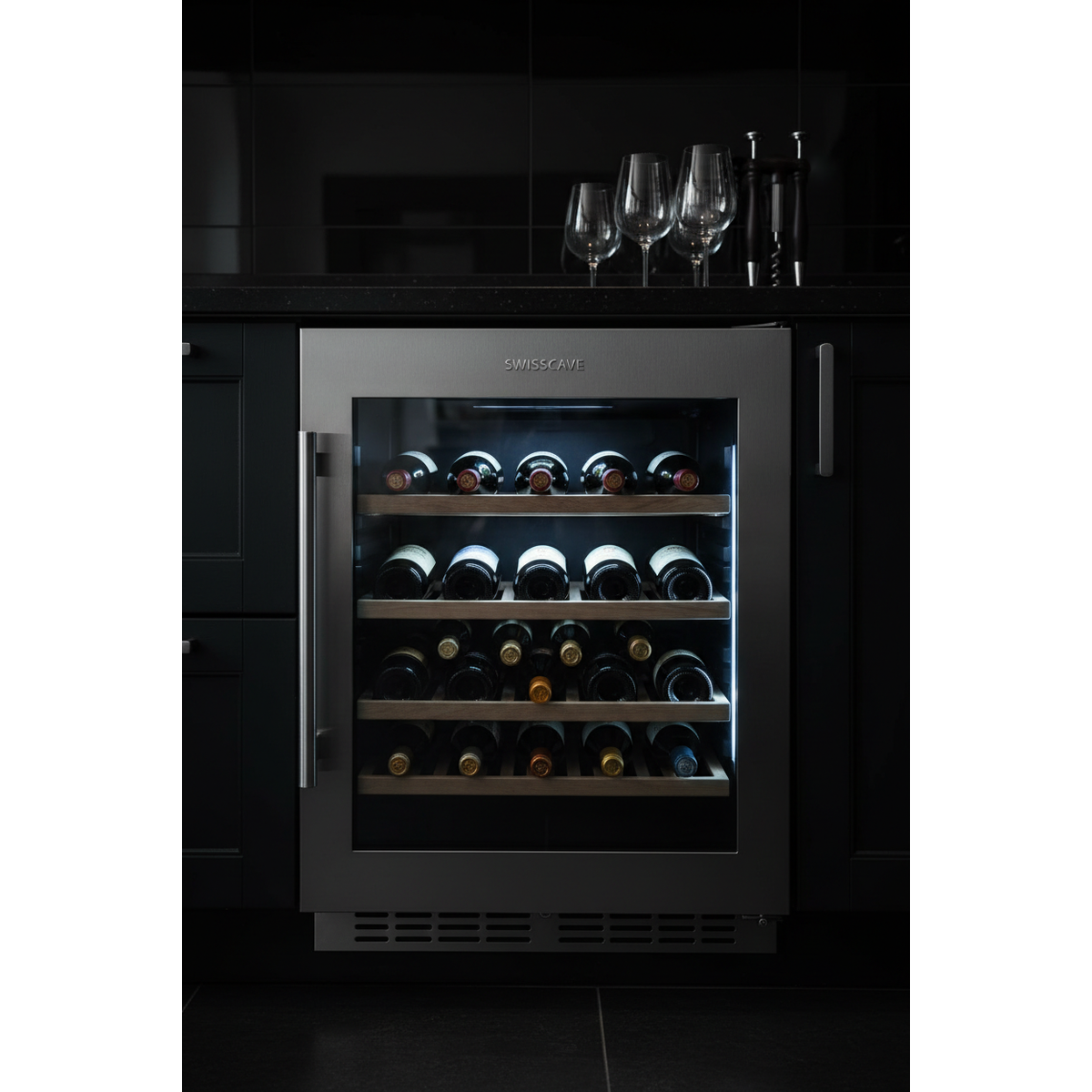 Swisscave WL30B 30 Bottle Built-In Single Zone Wine Fridge - Front View