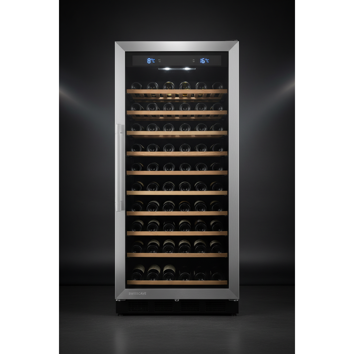 Swisscave WL200DF 200 Bottle Tall Dual Zone Wine Cabinet - Front View