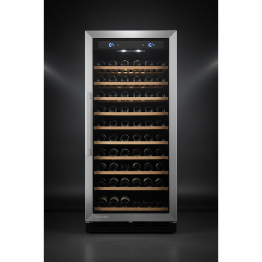 Swisscave WL200DF 200 Bottle Tall Dual Zone Wine Cabinet - Front View