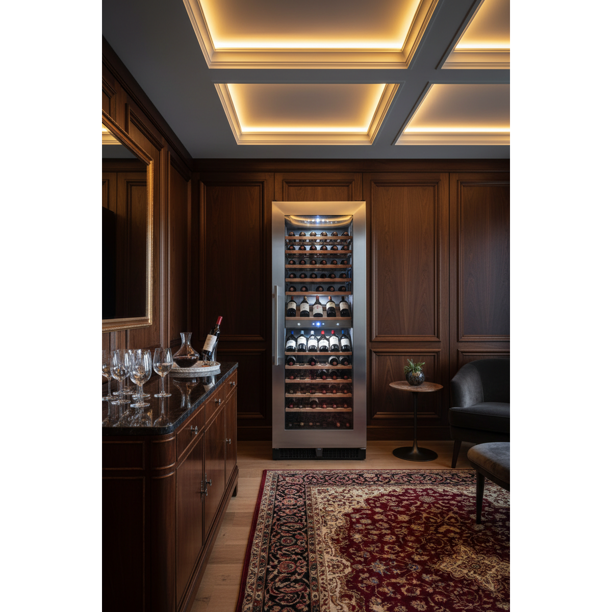 Swisscave WL200DF 200 Bottle Tall Dual Zone Wine Cabinet - Lifestyle Shot