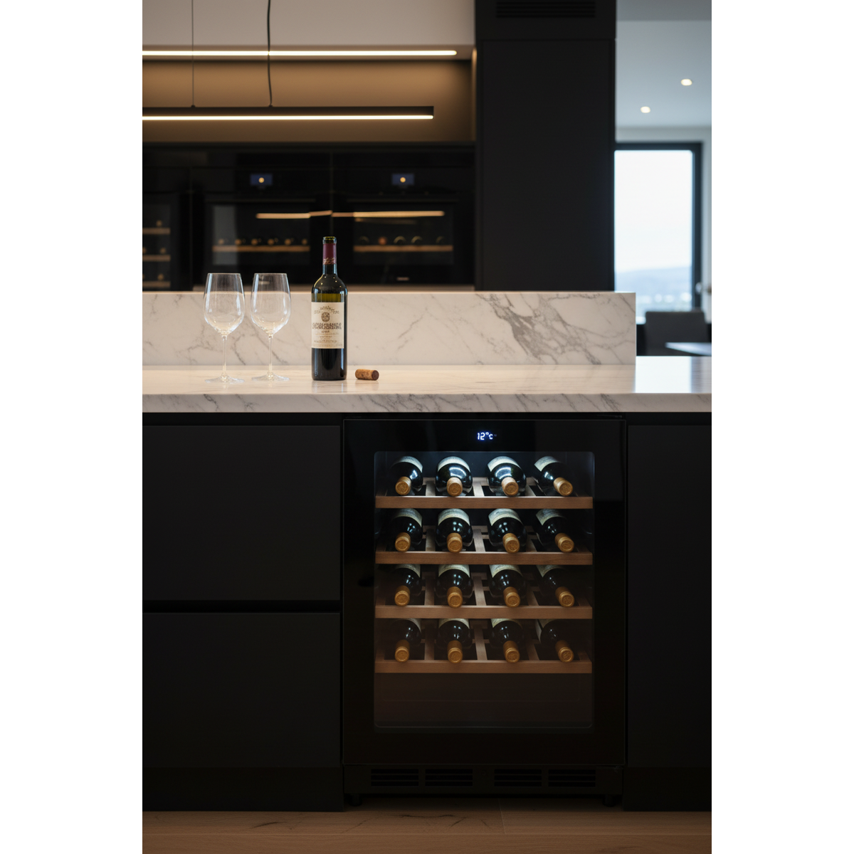 Swisscave WL46DF Premium 46 Bottle Built-In Dual Zone Wine Fridge - Lifestyle Shot
