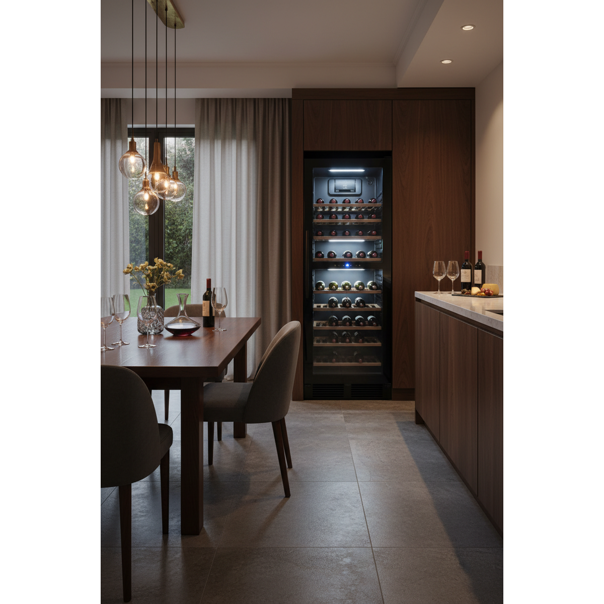 Swisscave WL160DF 160 Bottle Freestanding Dual Zone Wine Fridge - Lifestyle Shot