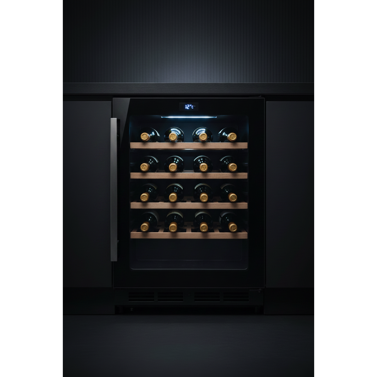 Swisscave WL46DF Premium 46 Bottle Built-In Dual Zone Wine Fridge - Front View