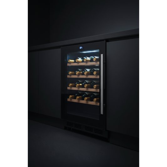Swisscave WL46DF Premium 46 Bottle Built-In Dual Zone Wine Fridge - 3/4 Angle View