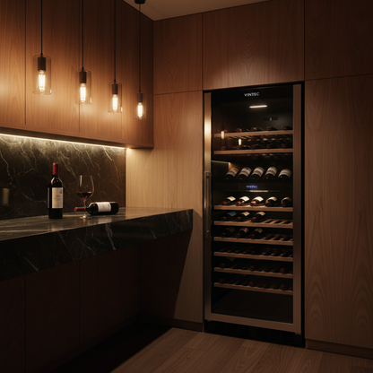 Vintec V120SG2 120 Bottle Freestanding Single Zone Wine Fridge - Lifestyle Shot