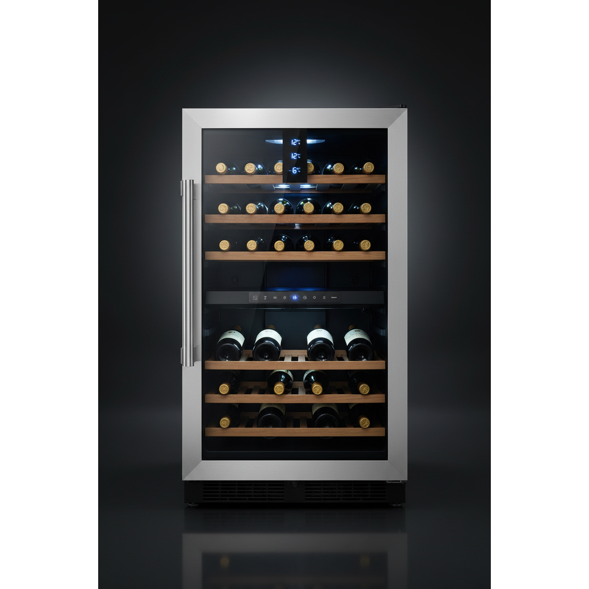 Haier WS53GDA 53 Bottle Freestanding Dual Zone Wine Fridge - Front View