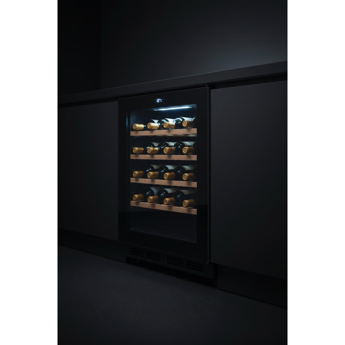 Swisscave WL46DF 46 Bottle Built-In Dual Zone Wine Fridge - 3/4 Angle View