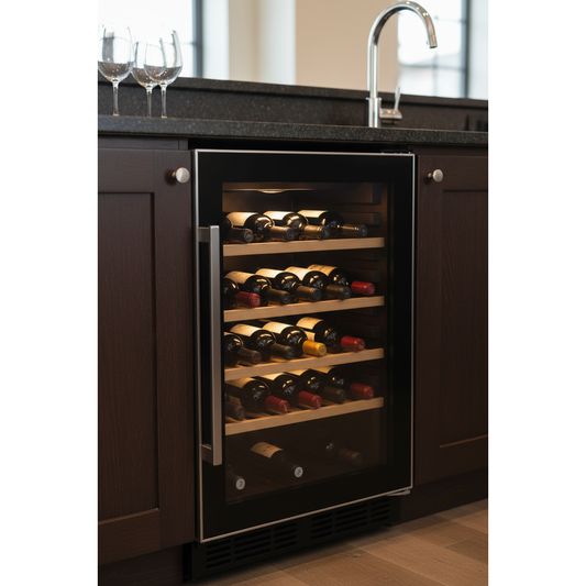 EuroCave Compact 25 25 Bottle Under-Counter Single Zone Wine Fridge - 3/4 Angle View