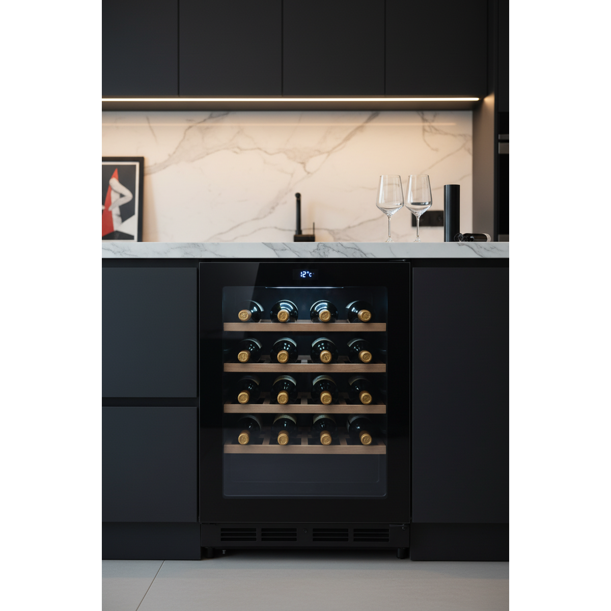 Swisscave WL46DF 46 Bottle Built-In Dual Zone Wine Fridge - Lifestyle Shot