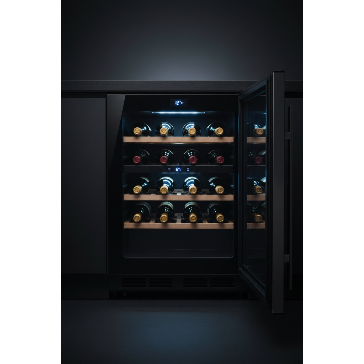 Swisscave WL46DF Premium Wine Fridge Interior - Dual Zone LED Shelving