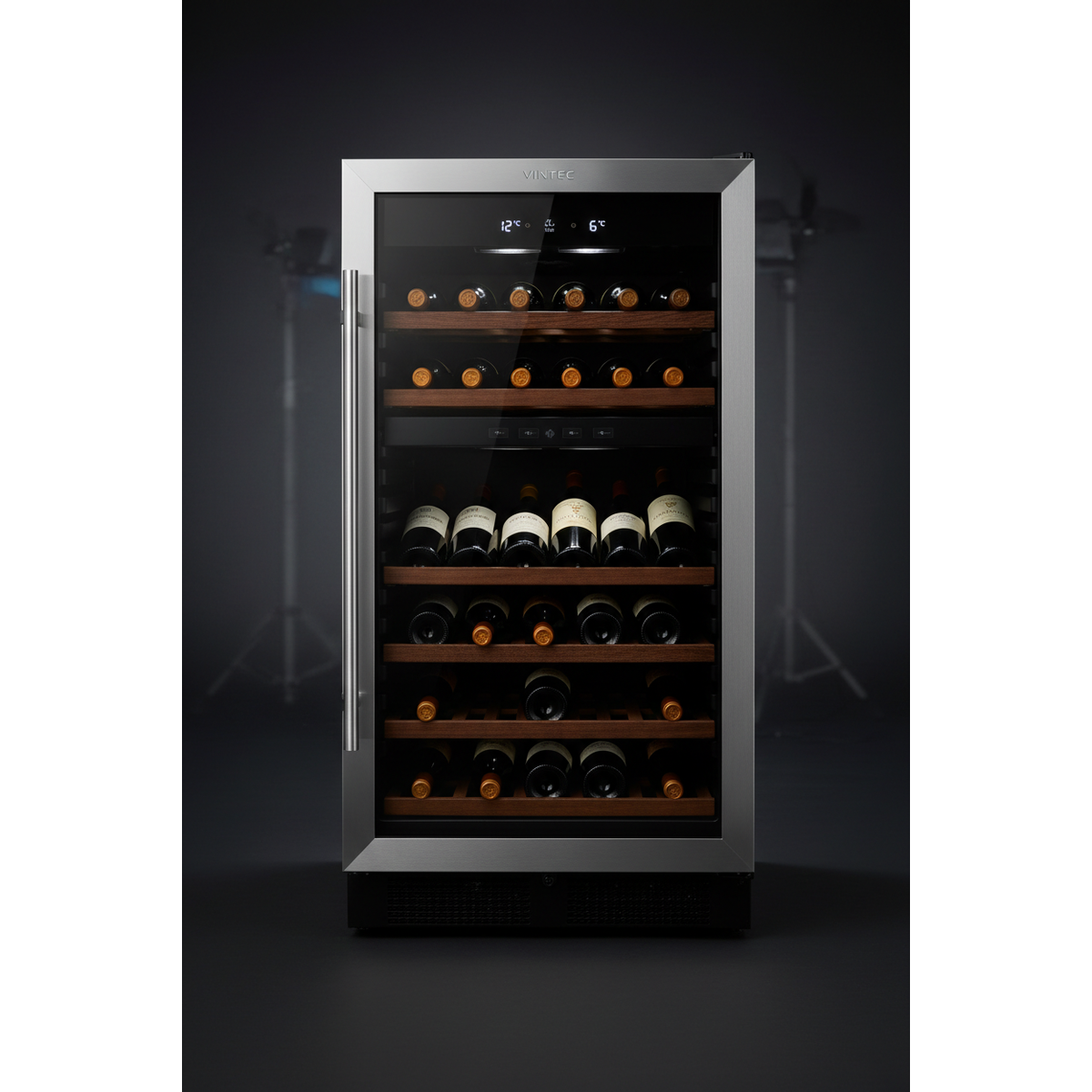 Vintec V80SG2 80 Bottle Freestanding Dual Zone Wine Fridge - Front View