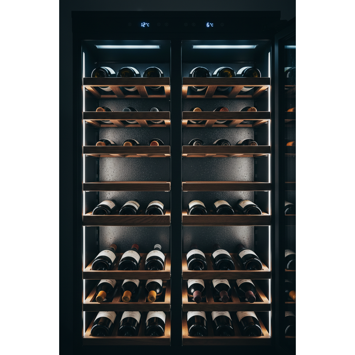Haier WS100GDA Wine Cabinet Interior - Dual Zone LED Shelving