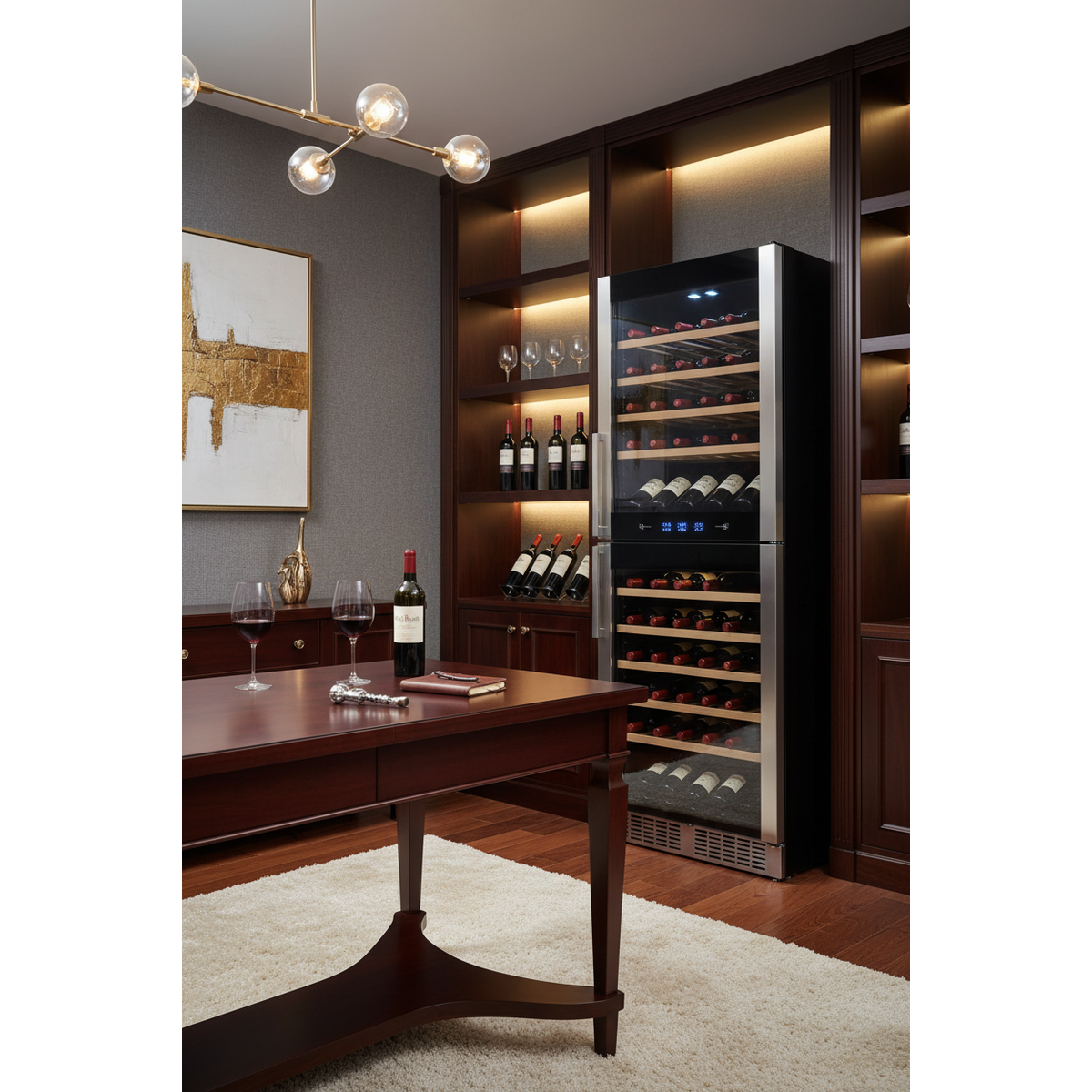 Haier WS100GDA 100 Bottle Tall Dual Zone Wine Cabinet - Lifestyle Shot