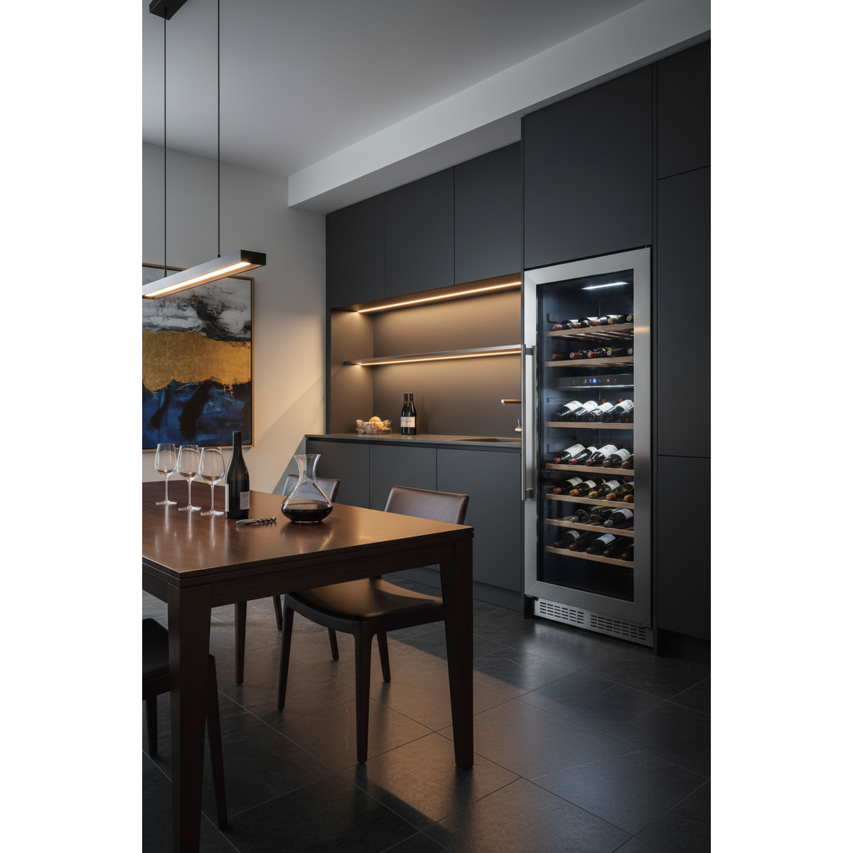 Vintec V120SG2 120 Bottle Freestanding Dual Zone Wine Fridge - Lifestyle Shot