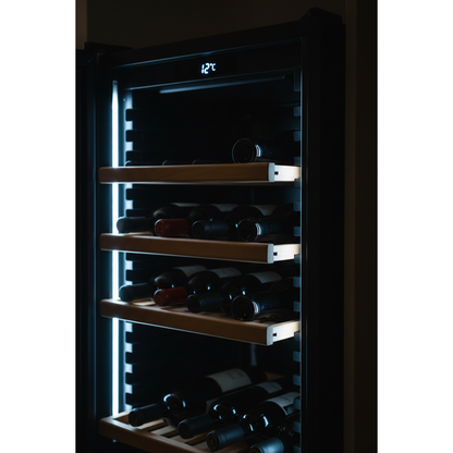 Swisscave WL30B Wine Fridge Interior - LED Lighting and Wooden Shelves