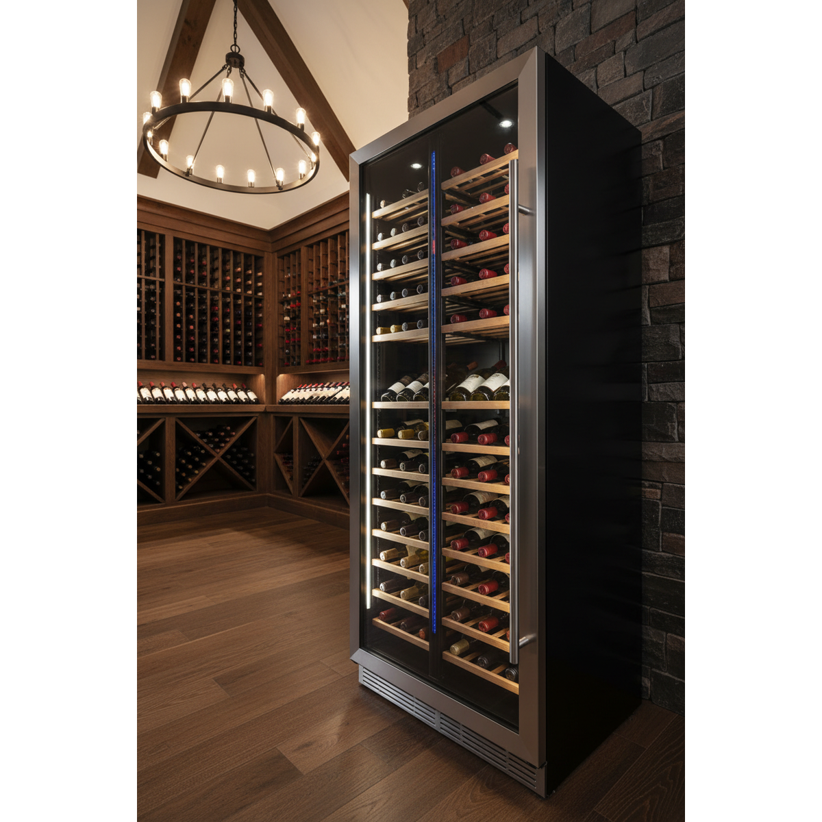 Tefcold TFW700S 180 Bottle Tall Dual Zone Wine Cabinet - 3/4 Angle View