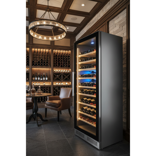 Vintec V300SG2 300 Bottle Tall Dual Zone Wine Cabinet - 3/4 Angle View