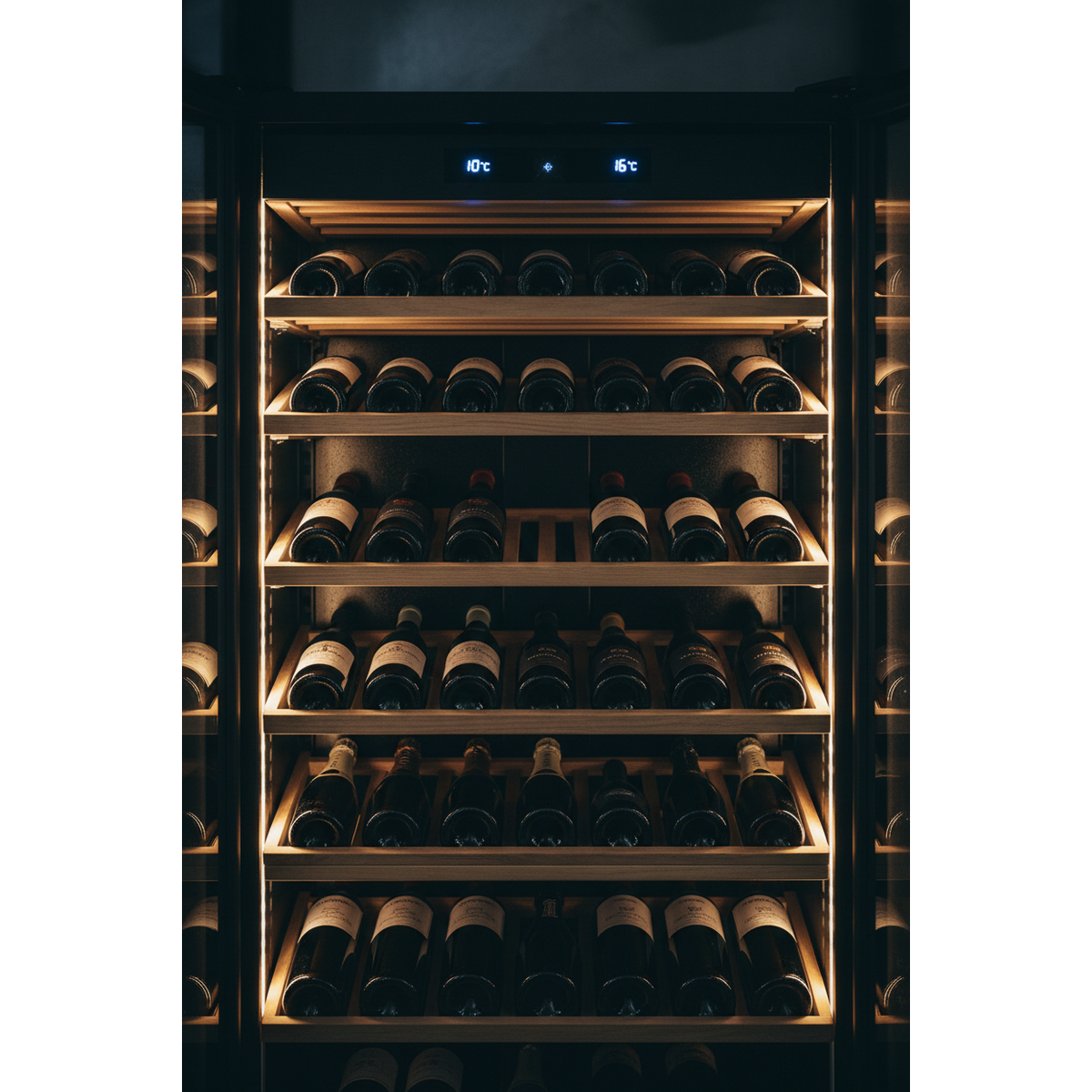 Swisscave WL280DF Wine Cabinet Interior - Dual Zone LED Shelving