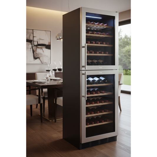 Haier WS100GDA 100 Bottle Tall Dual Zone Wine Cabinet - 3/4 Angle View
