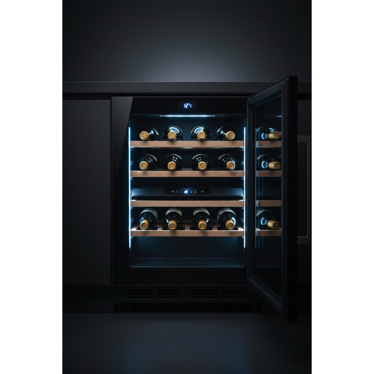 Haier WS170GDA Wine Cabinet Interior - Dual Zone LED Shelving