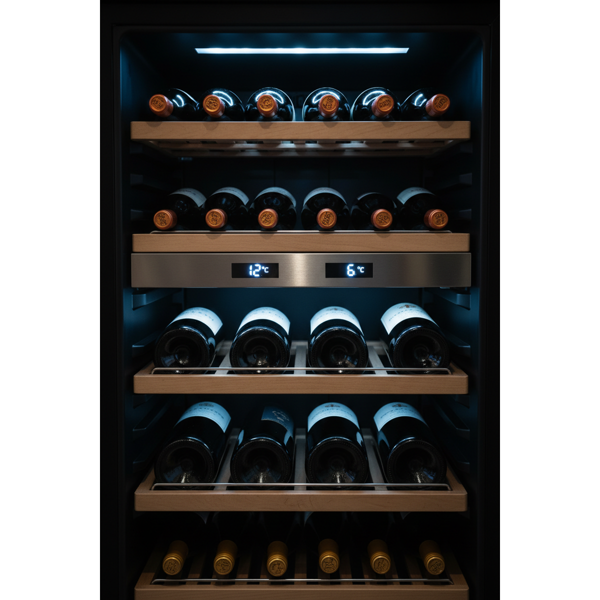 Haier WS53GDA Wine Fridge Interior - Dual Zone LED Shelving
