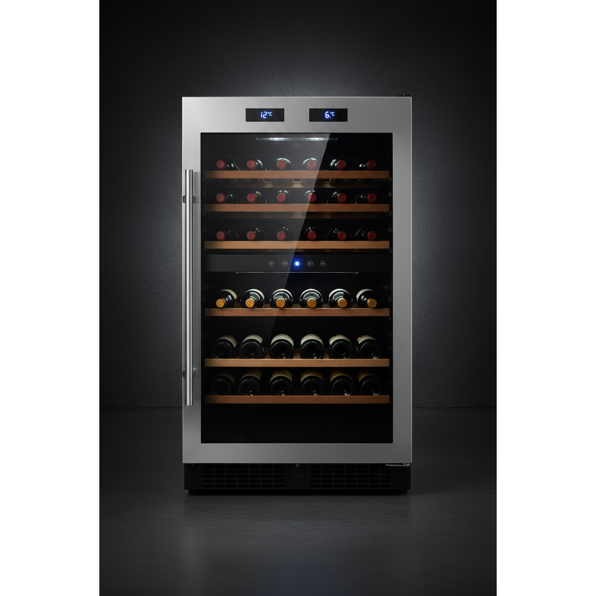Swisscave WL120DF 120 Bottle Freestanding Dual Zone Wine Fridge - Front View