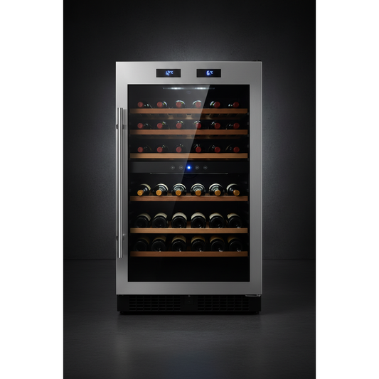 Swisscave WL120DF 120 Bottle Freestanding Dual Zone Wine Fridge - Front View