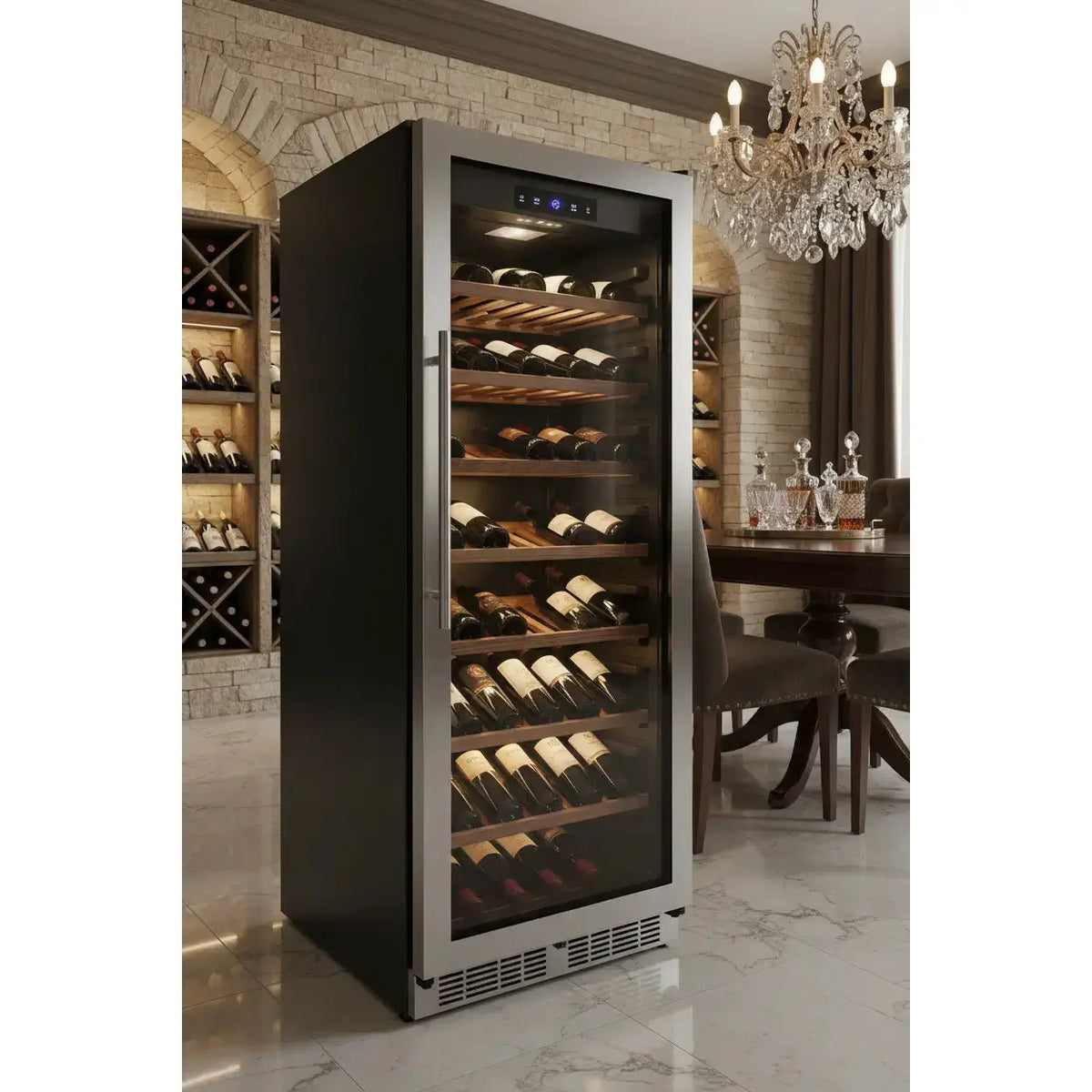 Swisscave WL160DF — 160 Bottle Freestanding Dual Zone Wine Fridge