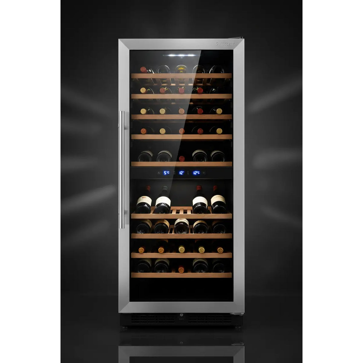 Swisscave WL160DF — 160 Bottle Freestanding Dual Zone Wine Fridge